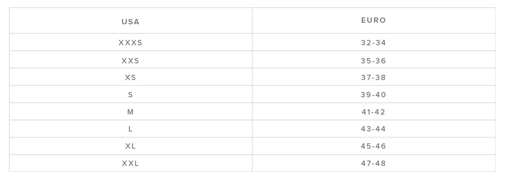 MYSTIC SOCKS 24 0 Size Chart